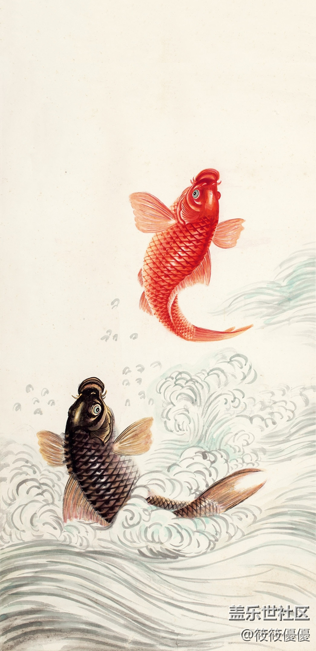 吴青霞《鱼跃》作品，整做壁纸分享