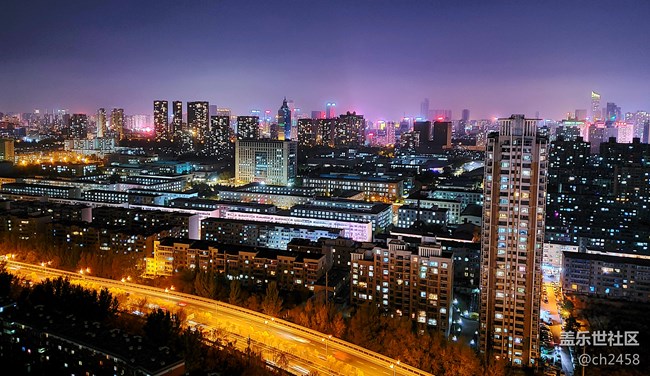 s10夜景，在单位楼上拍的沈阳夜景，三好街新世界附近