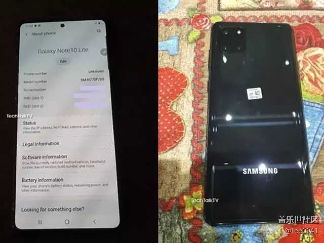 三星Note10 Lite真机照曝光 矩形三摄+S-Pen 三星Note10 Lite真机照曝光 矩形三摄+S-Pen