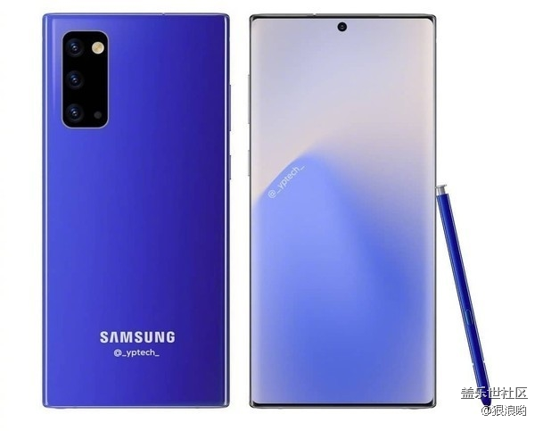 三星Note20渲染图曝光：挖孔全面屏 边框更窄颜值优秀
