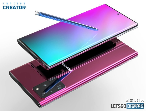 三星Note20渲染图曝光：挖孔全面屏 边框更窄颜值优秀