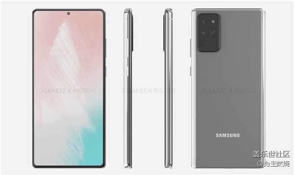 三星Galaxy Note 20最新渲染图曝光：挖孔全面屏+潜望式四摄