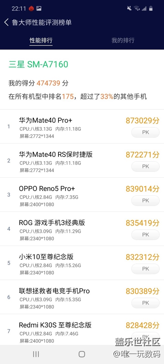 ​Galaxy A71 5G手机Exynos 980处理器在跑分成绩高达7081分