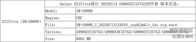 Galaxy S21Ultra国行 20220713 G9980ZCU2CVG2四件套