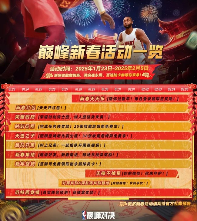 《NBA巅峰对决》新春活动一览