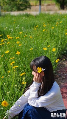 花田边的少女