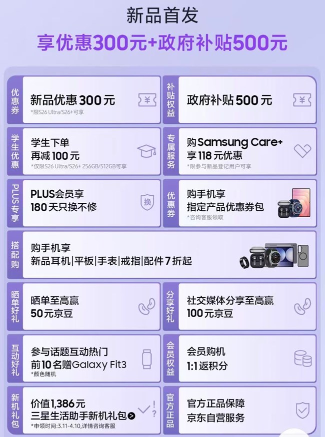Galaxy S26系列 新品上市 福利信息汇总